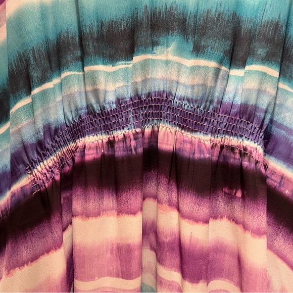 18/20 EUC Lane Bryant Colorful Striped Kaftan Top Butterfly Sleeves Beaded Neck - Picture 5 of 6